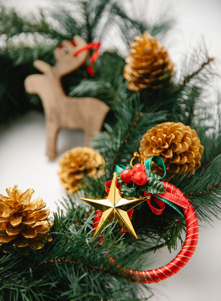 holiday wreath closeup