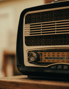 closeup of an antique radio